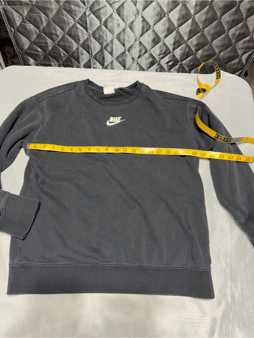 Nike Youth Black Crewneck Sweatshirt with White Swoosh - Picture 2 of 5